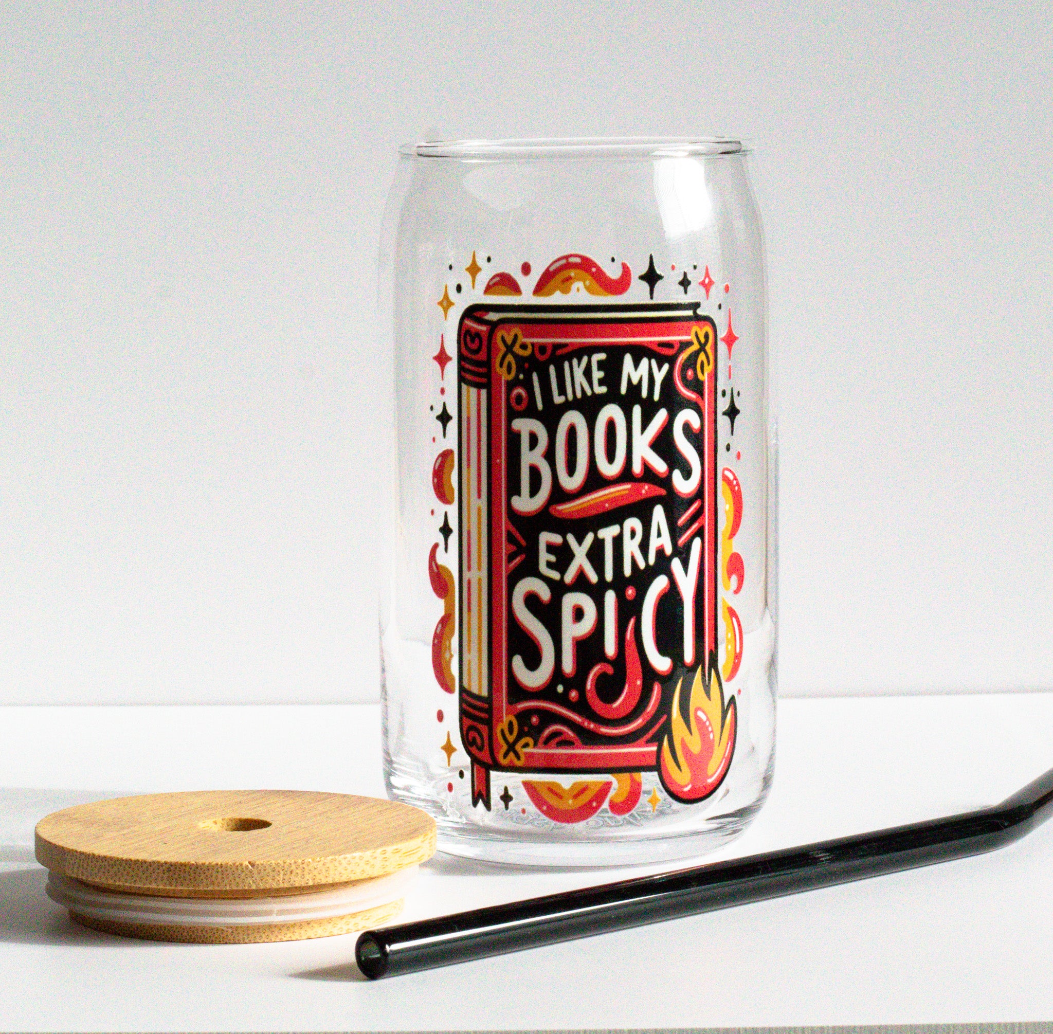 "I Like My Book Extra Spicy" Glass Cup