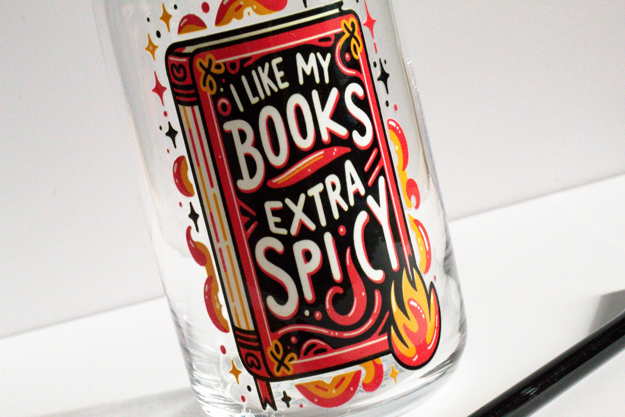 "I Like My Book Extra Spicy" Glass Cup